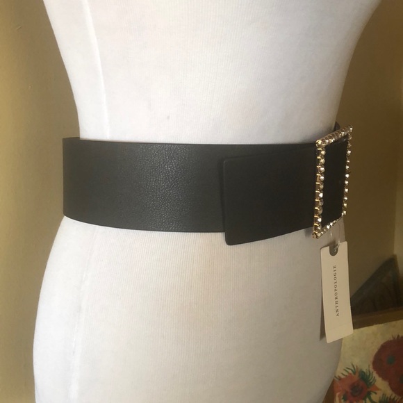 ANTHROPOLOGIE sz Small B-Lo-The--LEATHER Belt Rhinestone Buckle Wide Thick $228 - Picture 11 of 16